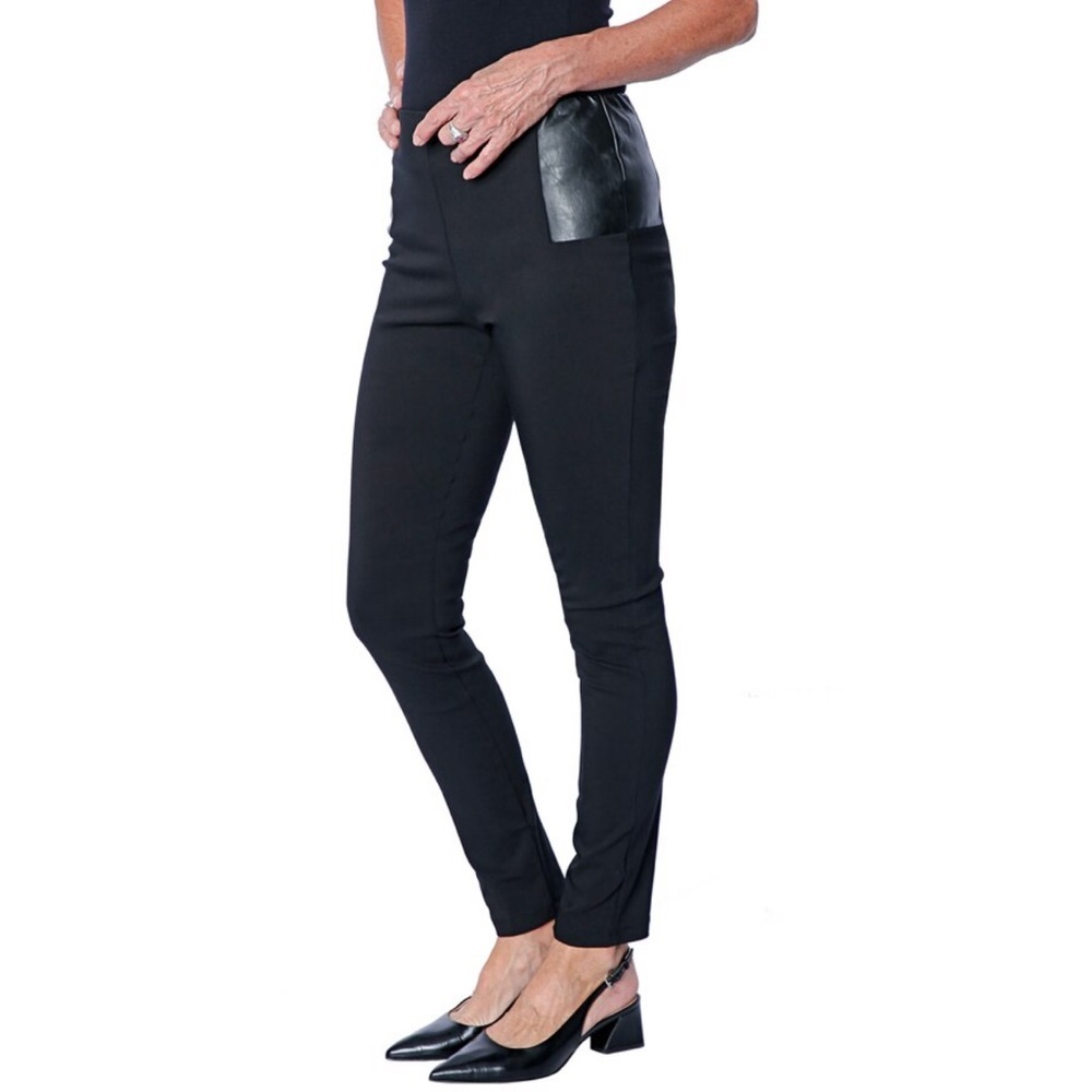 Nwt NINA LEONARD millennium legging with faux leather side waist detail